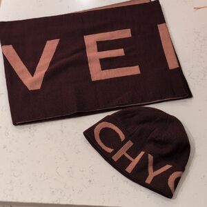 NWOT Givenchy Burgundy Pink Hat And Scarf Matching